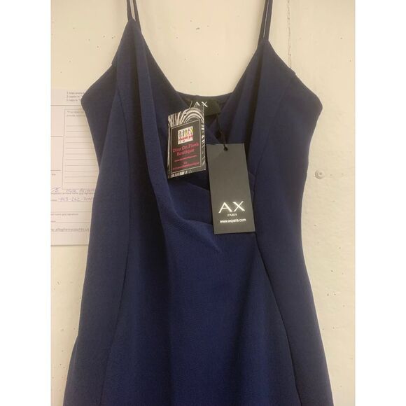Navy Blue Drape Dress - Picture 2 of 4
